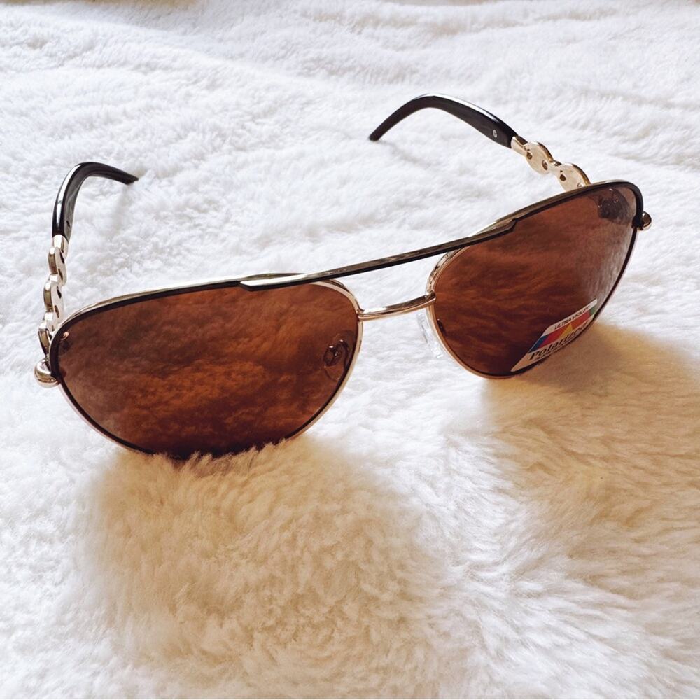 Brooklyn Brown Sleek Aviator Sunglasses - Picture 9 of 10
